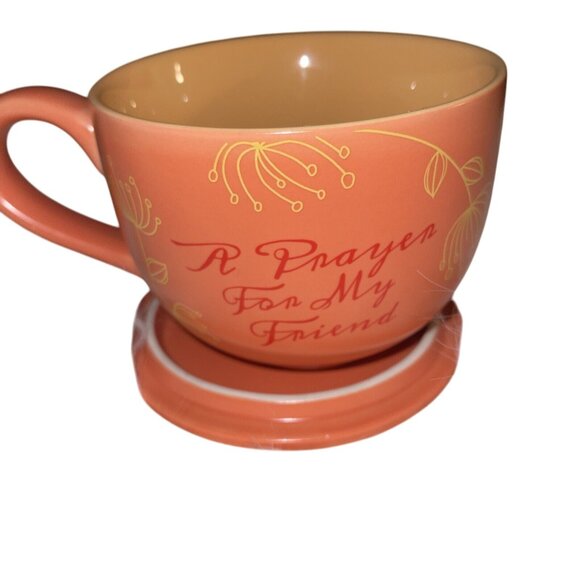 A Prayer For My Friend Orange Ceramic Lidded Mug & Saucer Set - Picture 7 of 7